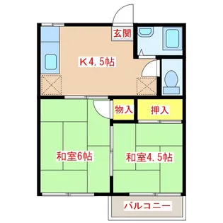 中央ハイツ B棟【2階】の間取り