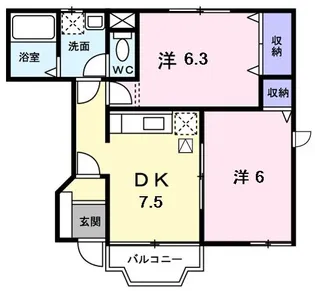 ファインヴィラB【1階】の間取り