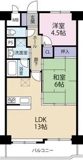 2LDKの間取り画像