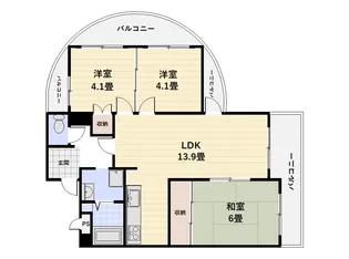 パサージュ倉敷【4階】の間取り