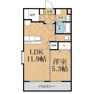 1LDKの間取り画像