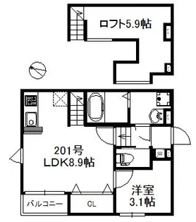 ベルフルール旭【2階】の間取り