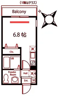 ハーミットクラブハウス プティバッセII【2階】の間取り