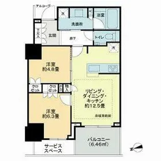 プラウドタワー芝浦【5階】の間取り