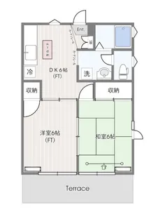 リバーハイツB【1階】の間取り
