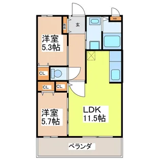 ジャルディーノ【1階】の間取り