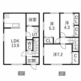 カトル.ヴァン中野 ABCD棟(メゾネット)【1階】の間取り
