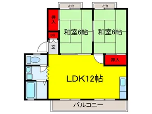 ディアコート箕面【2階】の間取り