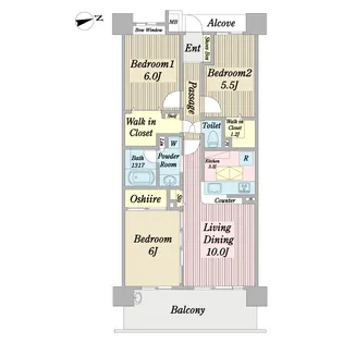 デュオヒルズ津田沼【7階】の間取り
