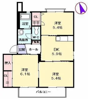 バリュージュ会下 B棟【2階】の間取り