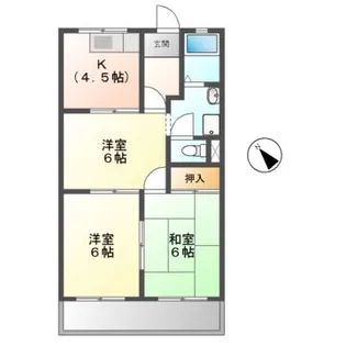 サンリバーハイツ【3階】の間取り