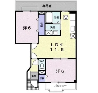 サン・ウエストII【1階】の間取り