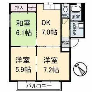 アンシャンテ A棟【2階】の間取り