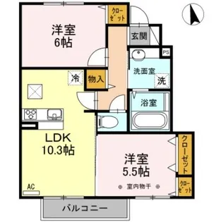 カーサ・HARU B【1階】の間取り