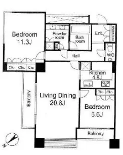ザ・ウエストミンスター六本木【11階】の間取り