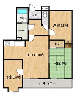 ソシア高月★平道匠小路★3LDK物件【1階】の間取り