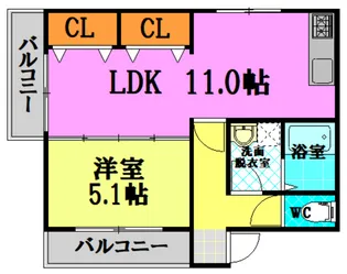 広島県広島市南区比治山本町【マンション】の間取り