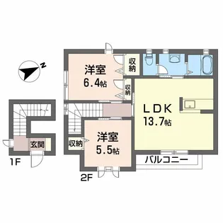 シャーメゾン城南【2階】の間取り