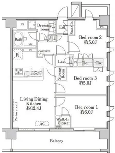 ブランシア梶ヶ谷【5階】の間取り