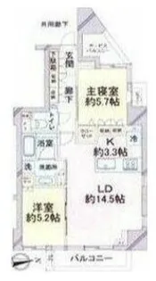 代々木公園駅徒歩3分 分譲 角部屋 設備充実 好立地 2LDK【7階】の間取り