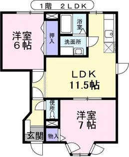 フラワータウン亀山II【1階】の間取り