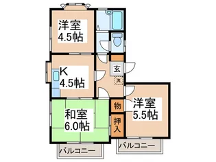 ペアシティ-すみよし台A棟【2階】の間取り