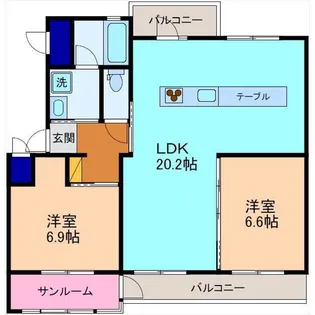 アクアルーチェ北安江【1階】の間取り