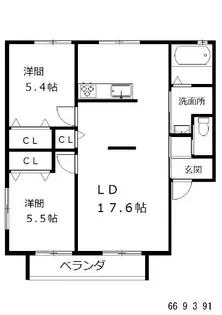 ファミール成田(8-11号系)【1階】の間取り