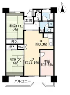 UR武庫川【5階】の間取り