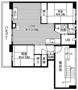 ビレッジハウス八雲2号棟【5階】の間取り