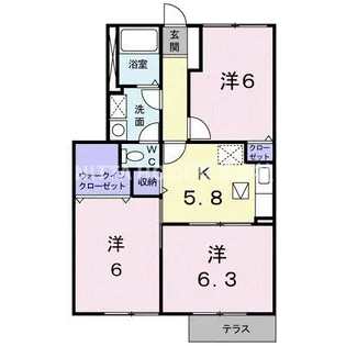パパイヤプレースB【1階】の間取り