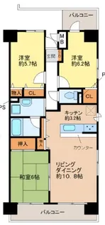 ラヴィーヌ砥堀【4階】の間取り