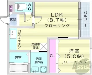 グランディール南5条【2階】の間取り