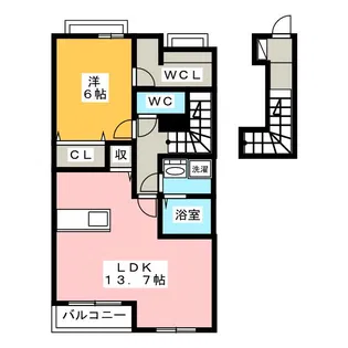 フレスクーラーB【2階】の間取り