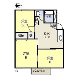 コーポ山陽C棟【2階】の間取り