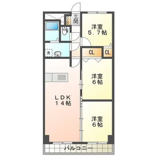 プロミネント四日市【8階】の間取り