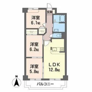 ノーブルコート寺山【6階】の間取り