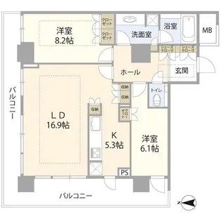 ザ・リバープレイスイーストタワー【7階】の間取り