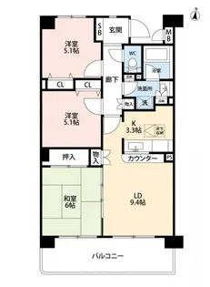 サニーフォレスト藤原壱番館【3階】の間取り