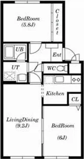 2LDKの間取り画像