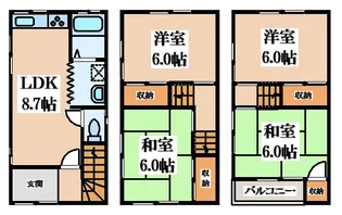 大阪府寝屋川市錦町【一戸建】の間取り