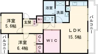 富雄サンパレスII号館【1階】の間取り