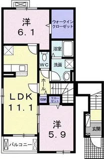 ノバリチェスメゾン A【2階】の間取り
