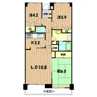 クエスト山手台【6階】の間取り