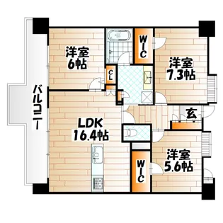 サンライフ勝山公園 セントラルシティ【5階】の間取り