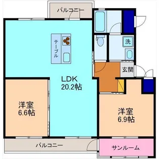 アクアルーチェ北安江【1階】の間取り