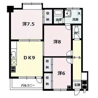 双葉ハイム一条【4階】の間取り