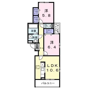 ユニゾン安満 B棟【1階】の間取り
