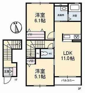 シャーメゾン豊成【2階】の間取り