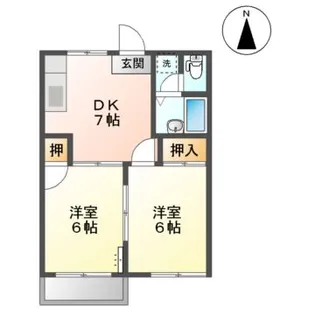 ハイツ向陽B【2階】の間取り